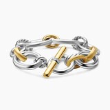David Yurman DY Mercer™ Chain Bracelet in Sterling Silver with 18ct Yellow Gold and Diamonds, 25mm