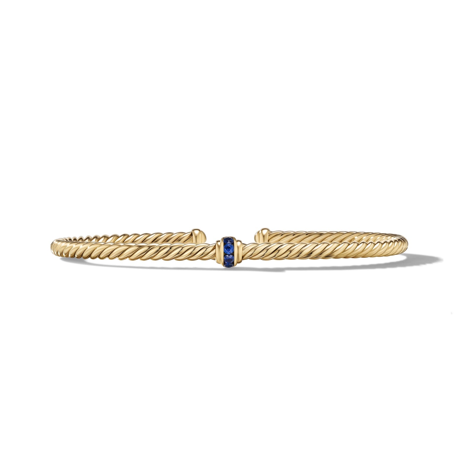 Classic Cablespira® Station Bracelet in 18ct Yellow Gold with Pavé Blue Sapphires - Size Medium