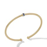 David Yurman Classic Cablespira® Station Bracelet in 18ct Yellow Gold with Pavé Blue Sapphires, 3mm