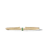 David Yurman Classic Cablespira® Station Bracelet in 18ct Yellow Gold with Pavé Emeralds, 3mm