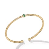 David Yurman Classic Cablespira® Station Bracelet in 18ct Yellow Gold with Pavé Emeralds, 3mm