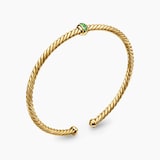 David Yurman Classic Cablespira® Station Bracelet in 18ct Yellow Gold with Pavé Emeralds, 3mm