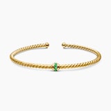 David Yurman Classic Cablespira® Station Bracelet in 18ct Yellow Gold with Pavé Emeralds, 3mm