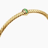 David Yurman Classic Cablespira® Station Bracelet in 18ct Yellow Gold with Pavé Emeralds, 3mm