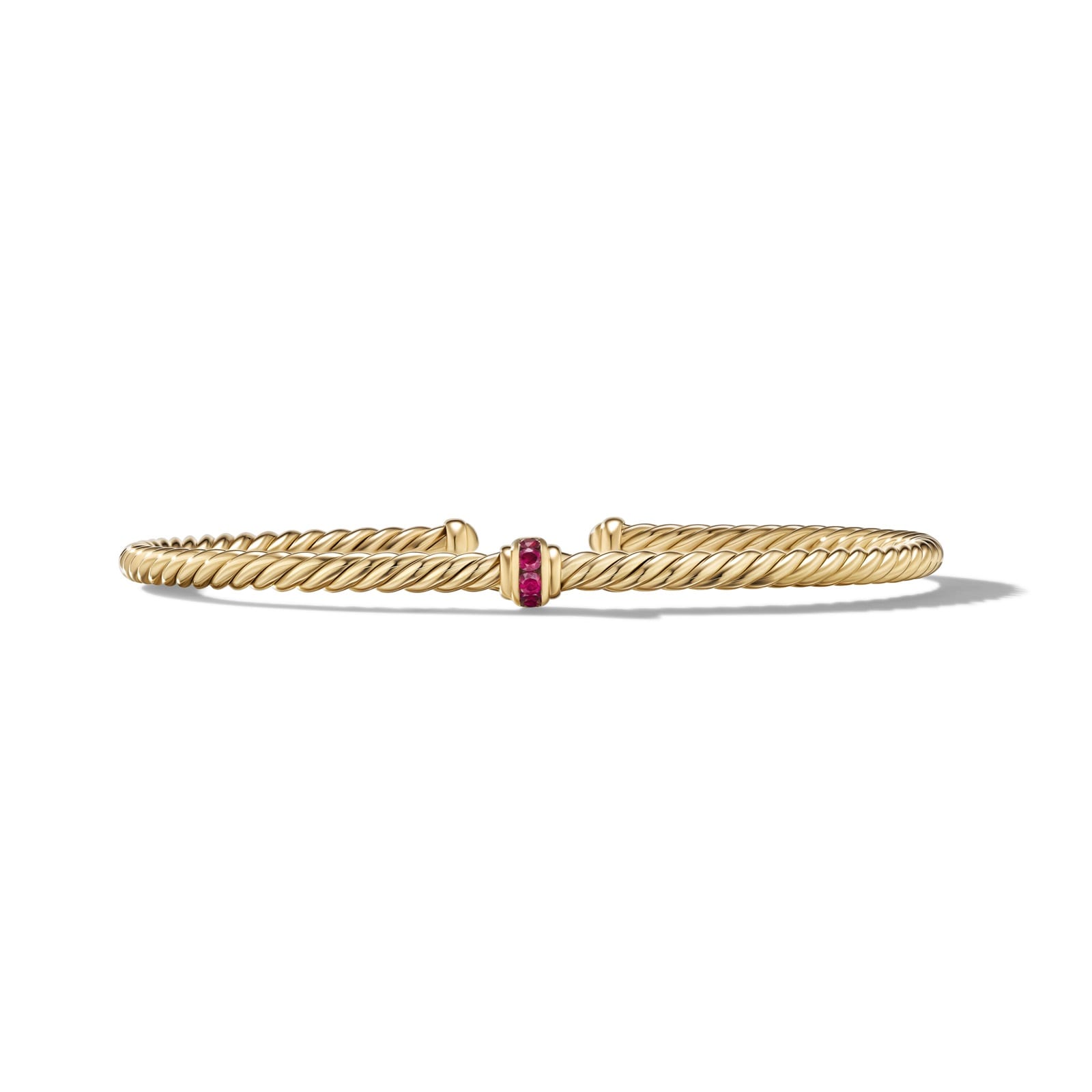 David Yurman Classic Cablespira® Station Bracelet in 18ct Yellow Gold with Pavé Rubies, 3mm David Yurman Classic Cablespira® Station Bracelet in 18ct Yellow Gold with Pavé Rubies, 3mm