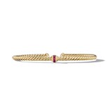 David Yurman Classic Cablespira® Station Bracelet in 18ct Yellow Gold with Pavé Rubies, 3mm