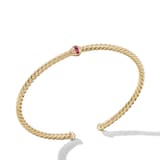 David Yurman Classic Cablespira® Station Bracelet in 18ct Yellow Gold with Pavé Rubies, 3mm