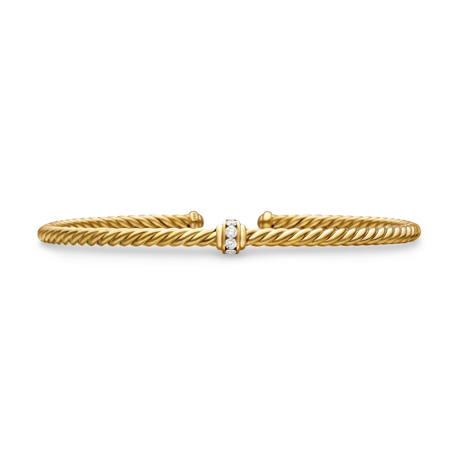 Classic Cablespira® Station Bracelet in 18ct Yellow Gold with Diamonds - Size Medium