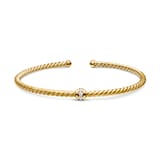 David Yurman Classic Cablespira® Station Bracelet in 18ct Yellow Gold with Diamonds, 3mm