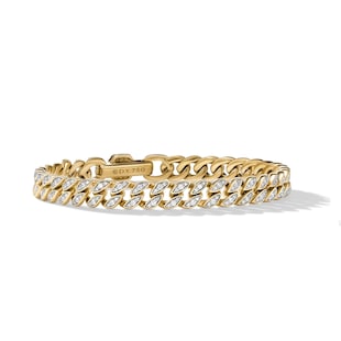 David Yurman Curb Chain Bracelet in 18ct Yellow Gold with Diamonds, 7mm