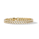 David Yurman Curb Chain Bracelet in 18ct Yellow Gold with Diamonds - Size Small