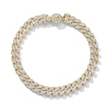 David Yurman Curb Chain Bracelet in 18ct Yellow Gold with Diamonds - Size Small
