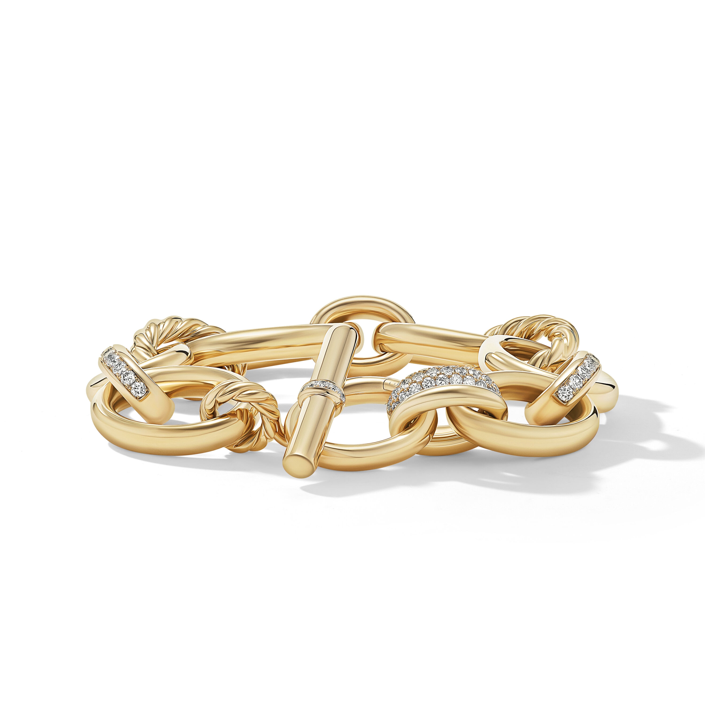 DY Mercer™ Chain Bracelet in 18ct Yellow Gold with Diamonds, 25mm - Medium