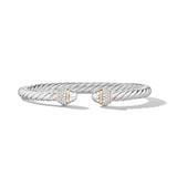 David Yurman Cable Bracelet in Sterling Silver with 18ct Yellow Gold and Diamonds, 5mm