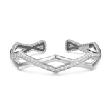 David Yurman Zig Zag Stax™ Two Row Cuff Bracelet in Sterling Silver with Diamonds, 13mm