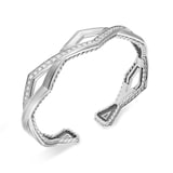 David Yurman Zig Zag Stax™ Two Row Cuff Bracelet in Sterling Silver with Diamonds, 13mm