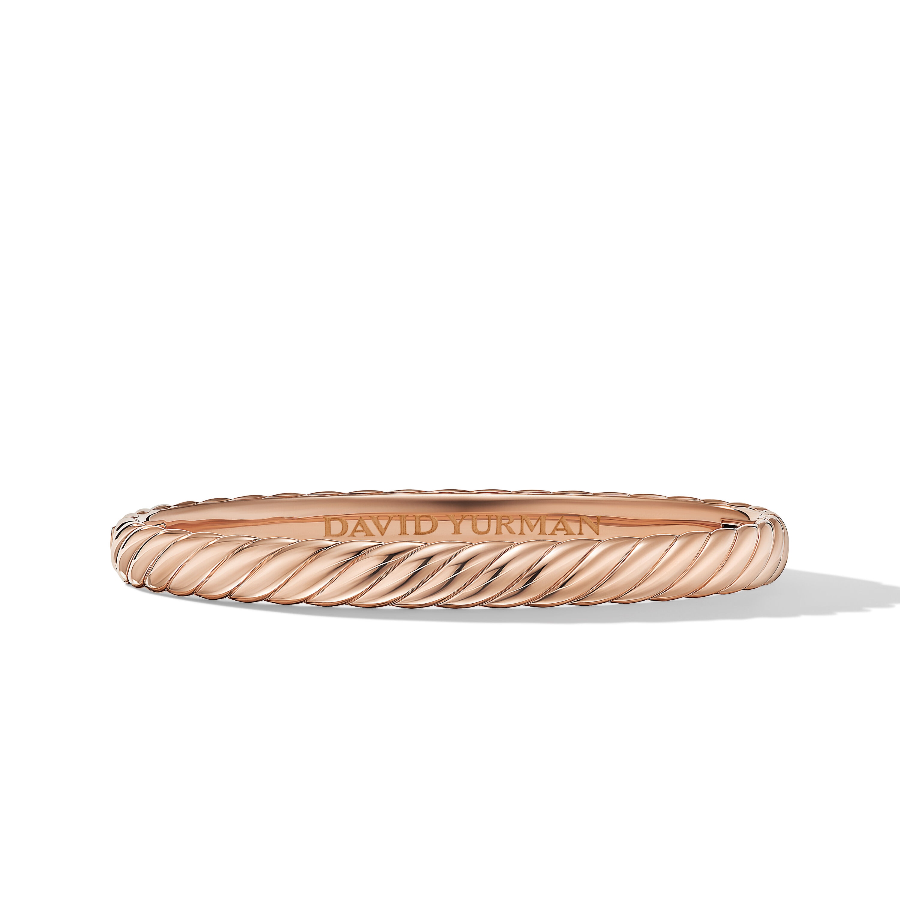 Sculpted Cable Bangle Bracelet in 18ct Rose Gold, 6.2mm - Medium