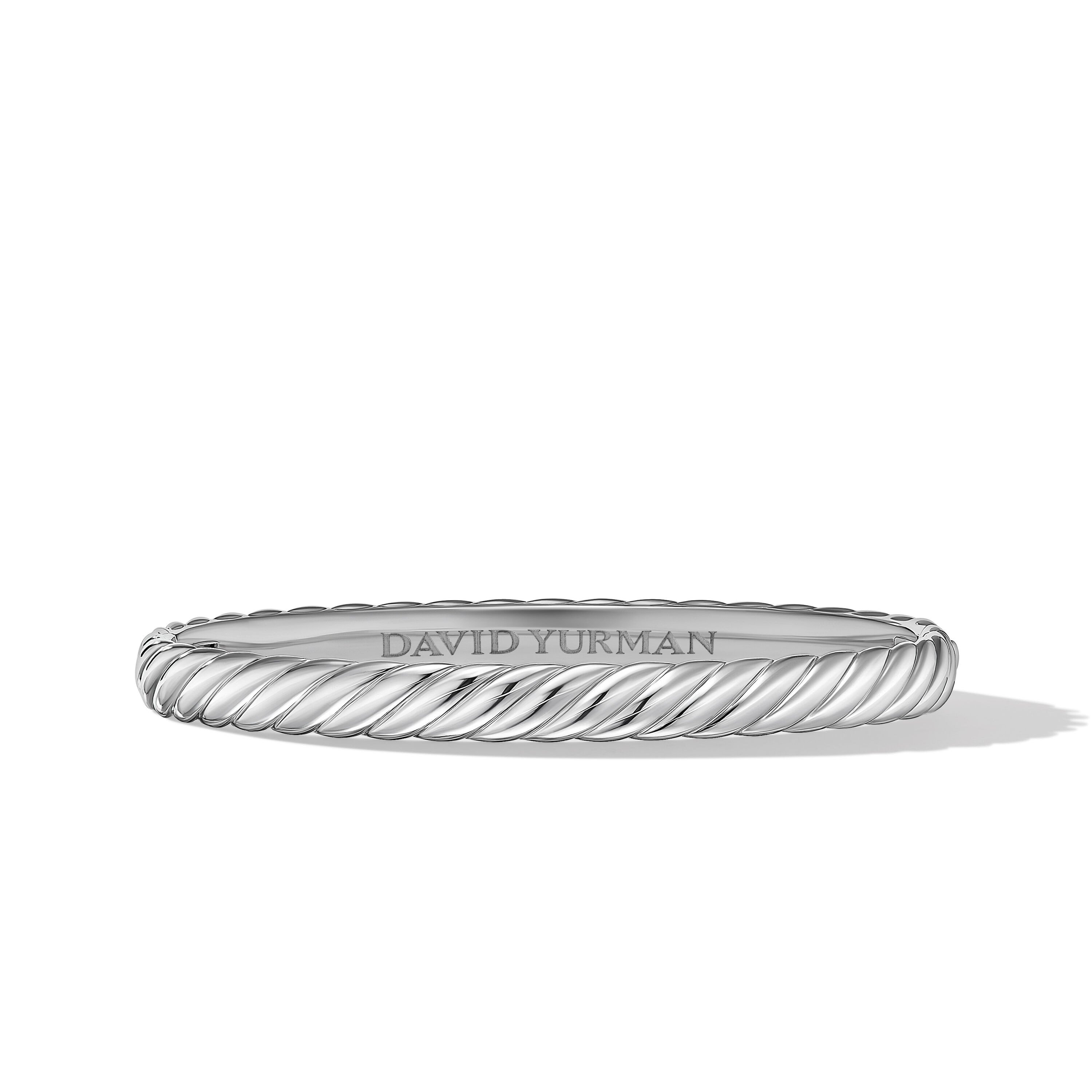 Sculpted Cable Bangle Bracelet in 18ct White Gold - Size Medium
