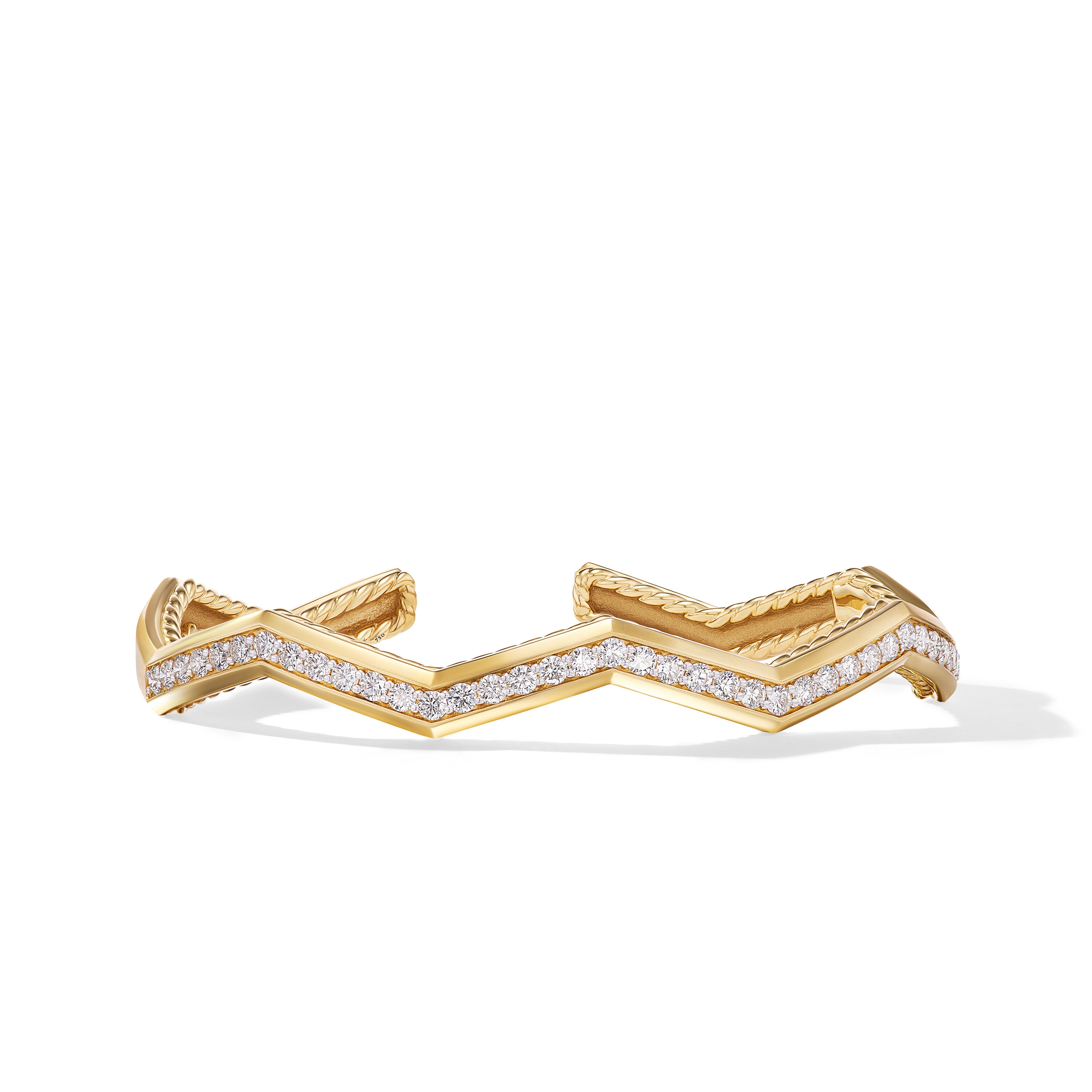 Zig Zag Stax™ Cuff Bracelet in 18ct Yellow Gold with Diamonds - Size Medium