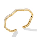 David Yurman Zig Zag Stax™ Cuff Bracelet in 18ct Yellow Gold with Diamonds, 5mm