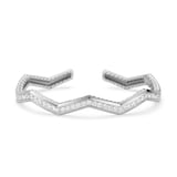 David Yurman Zig Zag Staxâ„¢ Cuff Bracelet in Sterling Silver with Diamonds - Ring Size Large