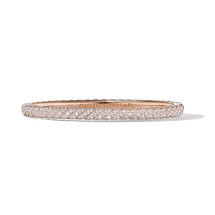 David Yurman Sculpted Cable Bangle Bracelet in 18ct Rose Gold with Diamonds, 4.6mm