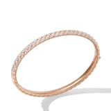 David Yurman Sculpted Cable Bangle Bracelet in 18ct Rose Gold with Diamonds - Size Small