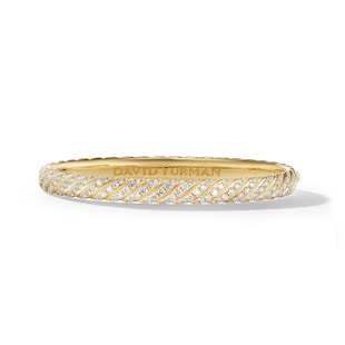 David Yurman Sculpted Cable Bangle Bracelet in 18ct Yellow Gold with Diamonds, 6.2mm
