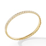 David Yurman Sculpted Cable Bangle Bracelet in 18ct Yellow Gold with Diamonds, 6.2mm