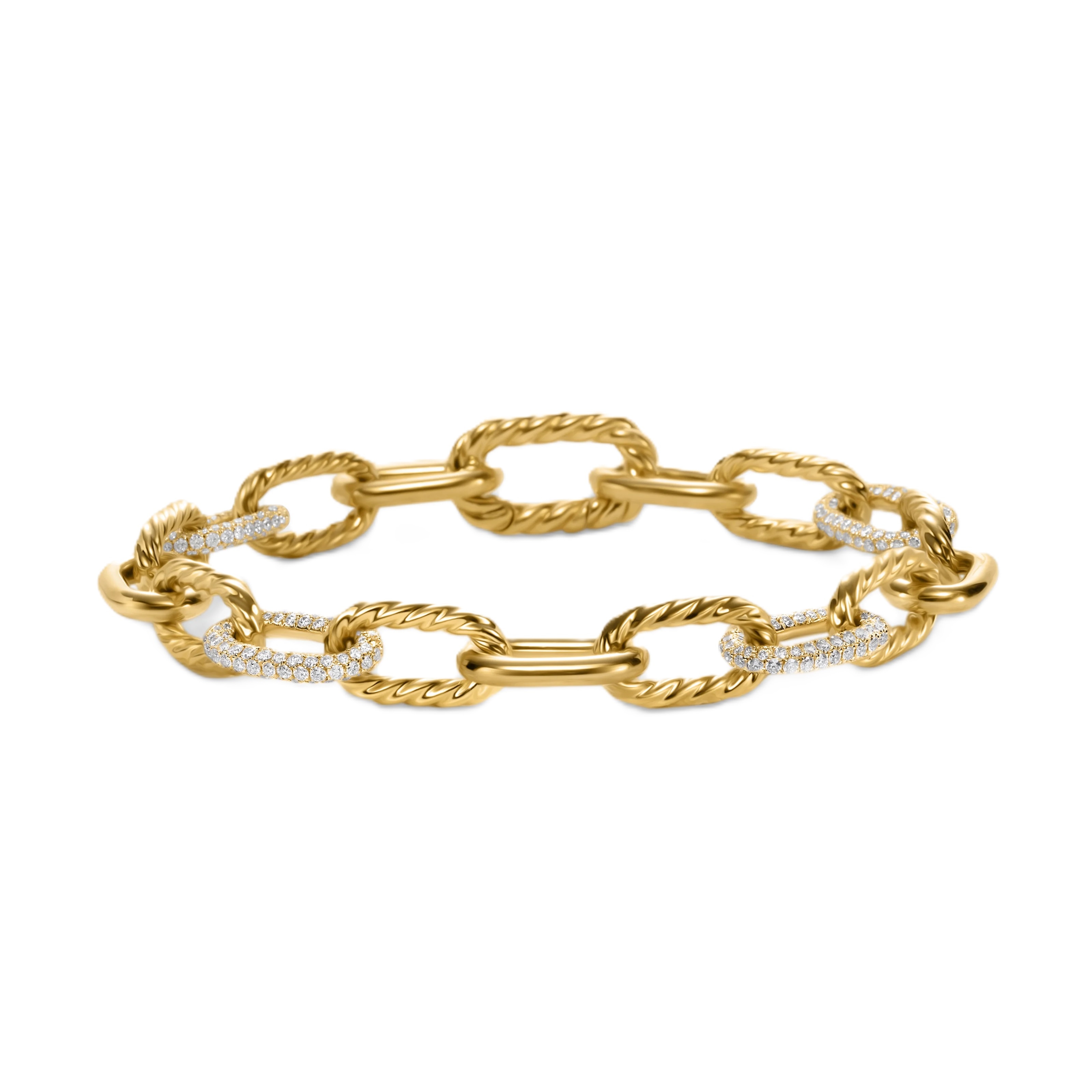 DY Madison® Chain Bracelet in 18ct Yellow Gold with Diamonds - Size Medium