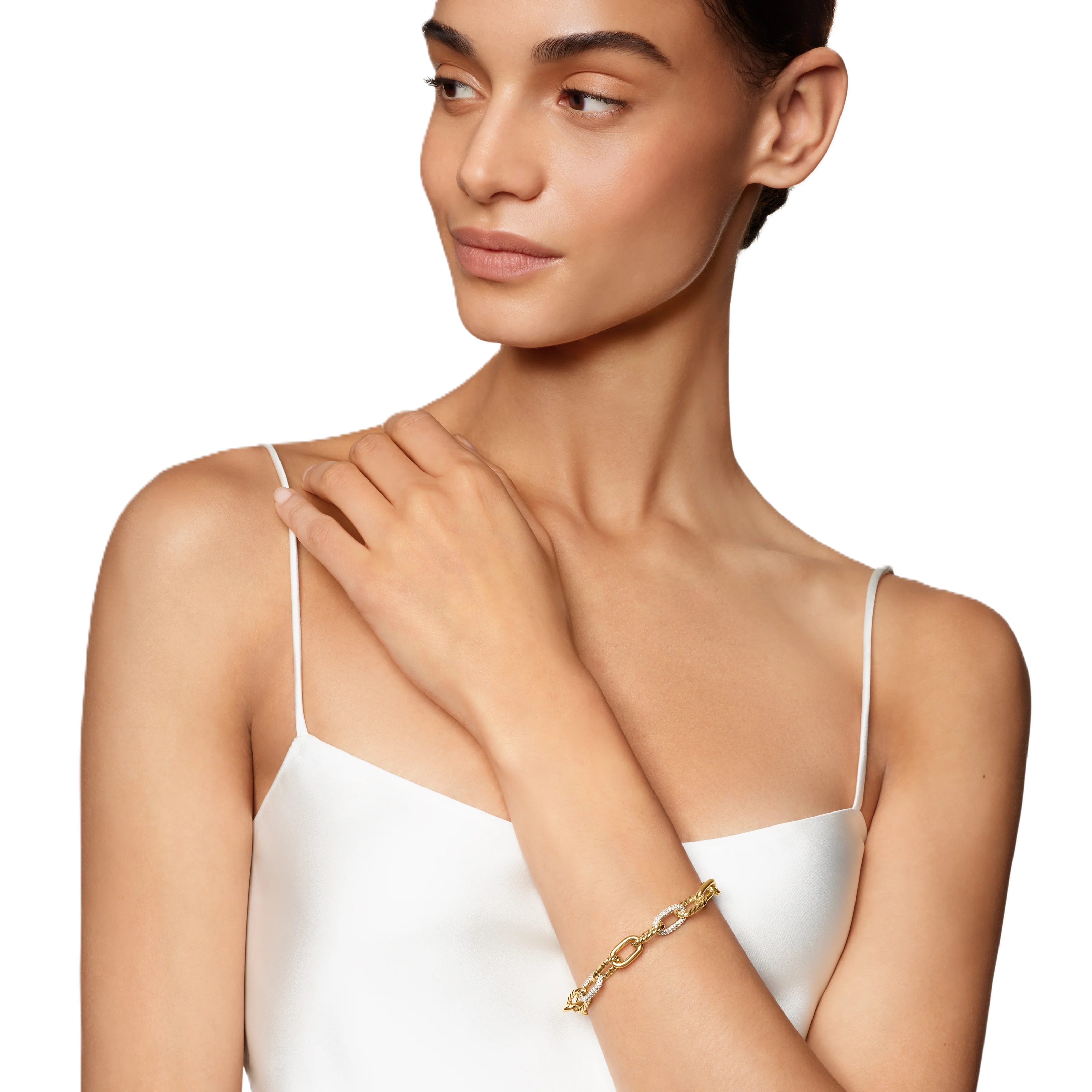 David Yurman DY Madison® Chain Bracelet in 18ct Yellow Gold with Diamonds, 8.5mm
