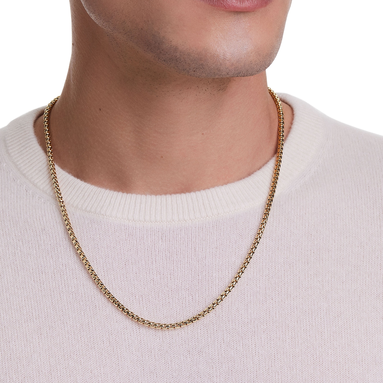 David Yurman Box Chain Necklace in 18ct Yellow Gold, 3.4mm