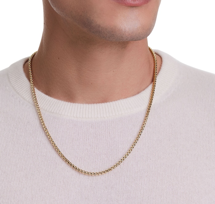 David Yurman Box Chain Necklace in 18ct Yellow Gold, 3.4mm