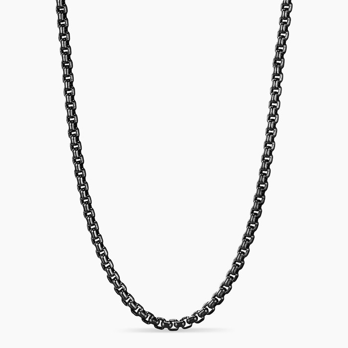 David Yurman Box Chain Necklace in Darkened Stainless Steel, 4mm