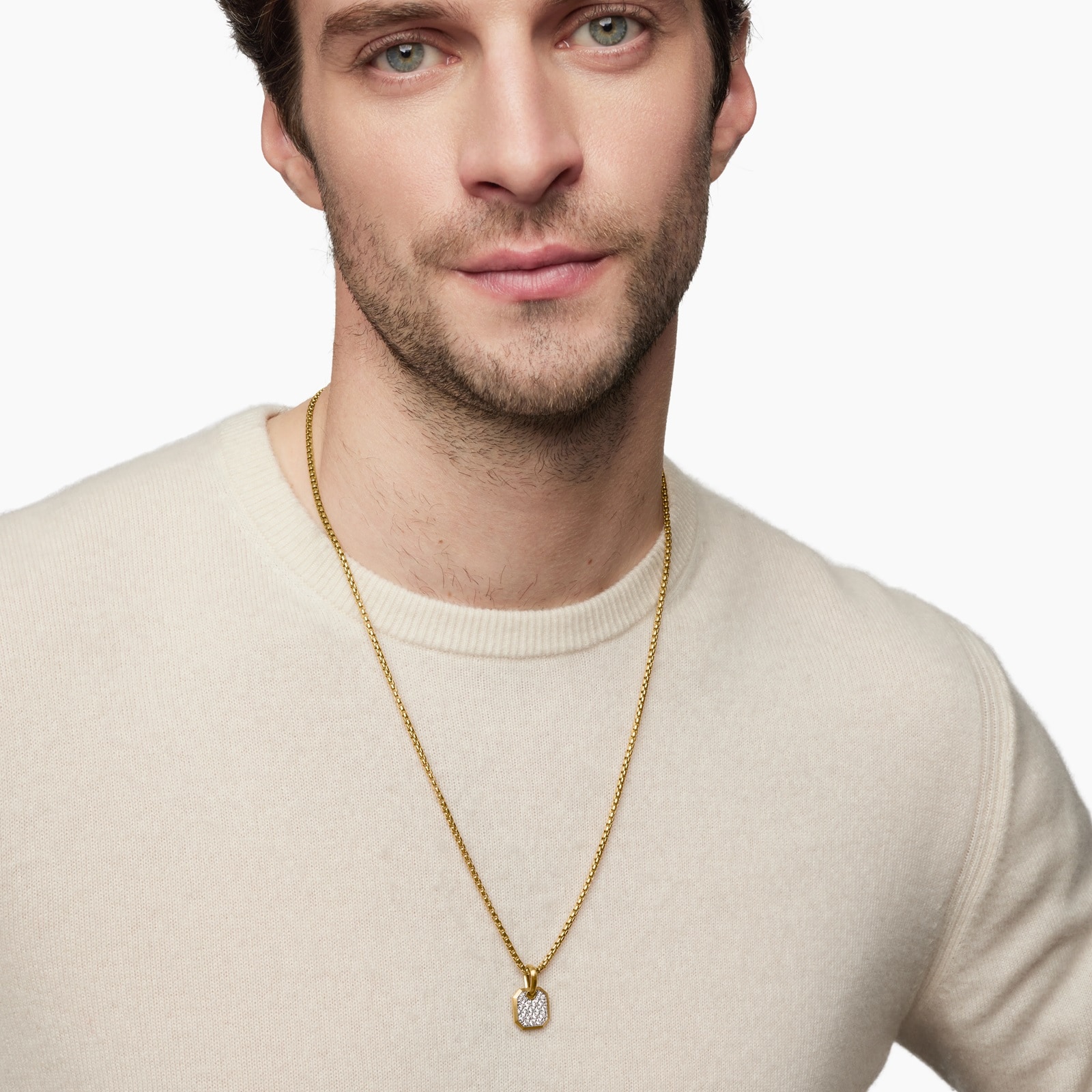 David Yurman Roman Amulet in 18ct Yellow Gold with Diamonds, 15mm