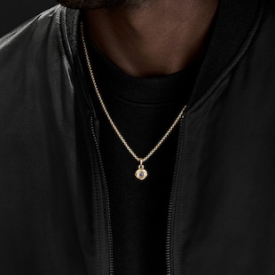 David Yurman Evil Eye Amulet in 18ct Yellow Gold with Blue Sapphire, 14.5mm