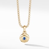 David Yurman Evil Eye Amulet in 18ct Yellow Gold with Blue Sapphire, 14.5mm