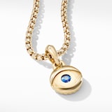 David Yurman Evil Eye Amulet in 18ct Yellow Gold with Blue Sapphire, 14.5mm