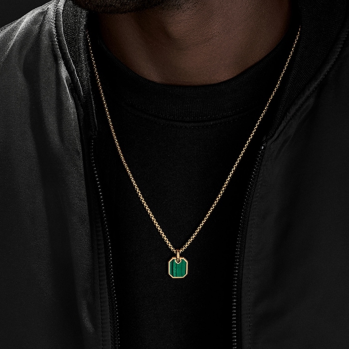 David Yurman Roman Amulet in 18ct Yellow Gold with Malachite, 15mm