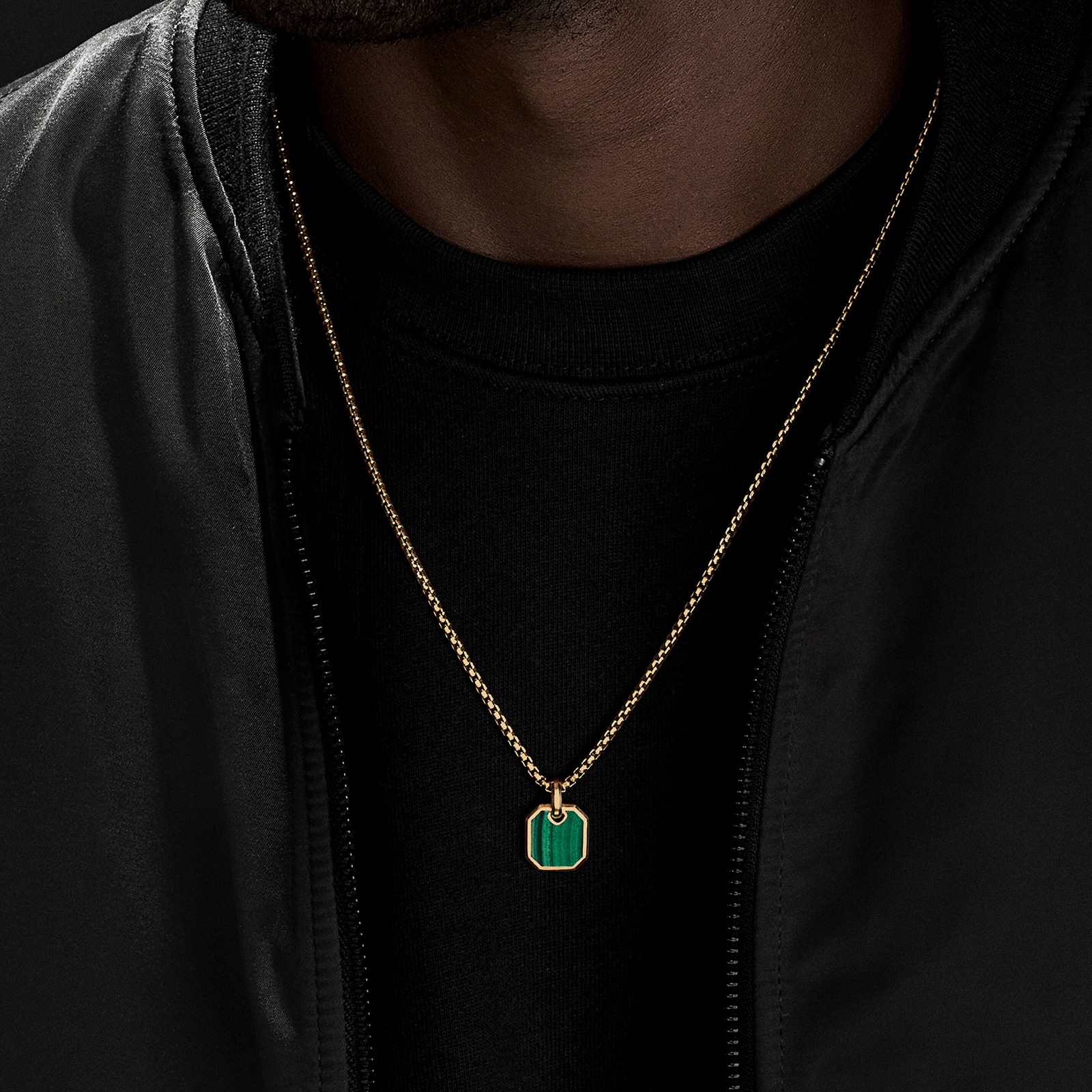 David Yurman Roman Amulet in 18ct Yellow Gold with Malachite, 15mm