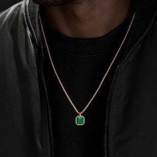 David Yurman Roman Amulet in 18ct Yellow Gold with Malachite, 15mm