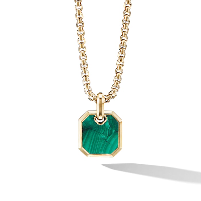 David Yurman Roman Amulet in 18ct Yellow Gold with Malachite, 15mm