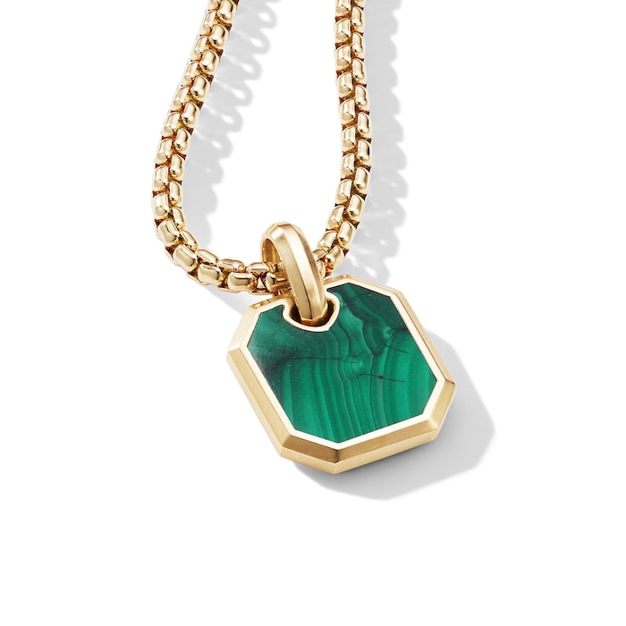 David Yurman Roman Amulet in 18ct Yellow Gold with Malachite, 15mm