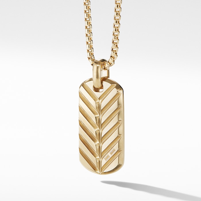 David Yurman Chevron Tag in 18ct Yellow Gold, 35mm