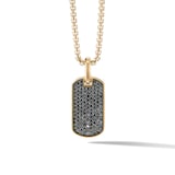 David Yurman Chevron Tag in 18ct Yellow Gold with Black Diamonds, 27mm