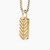 David Yurman Chevron Tag in 18ct Yellow Gold with Black Diamonds, 27mm