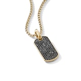 David Yurman Chevron Tag in 18ct Yellow Gold with Black Diamonds, 27mm