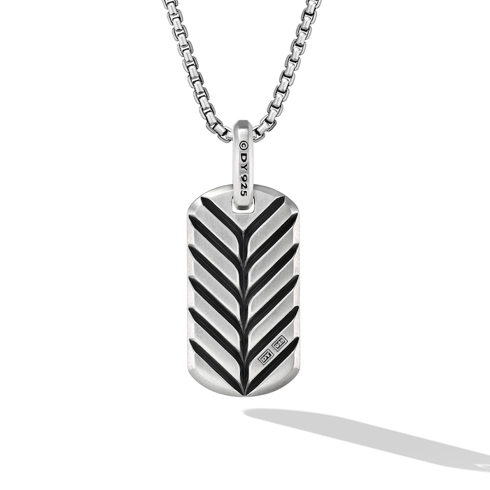 David Yurman Chevron Tag in Sterling Silver with Black Onyx, 27mm