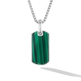 David Yurman Chevron Tag in Sterling Silver with Malachite, 27mm