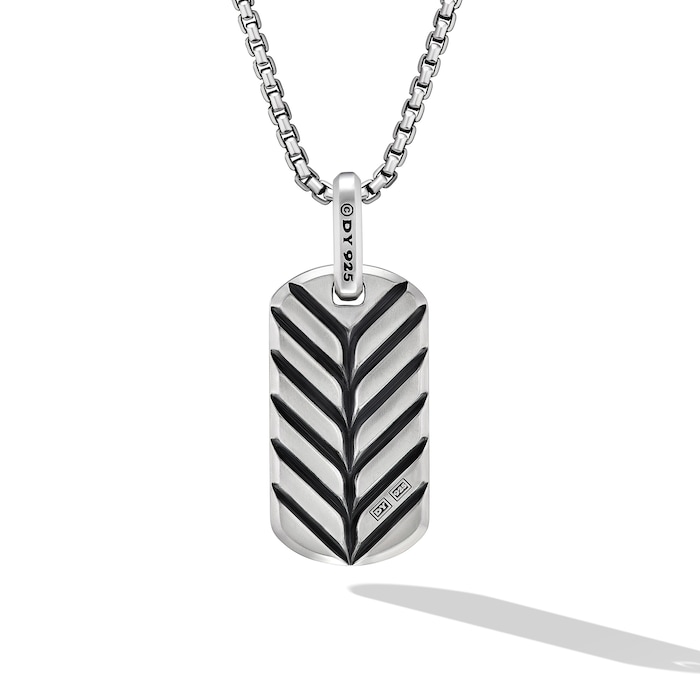 David Yurman Chevron Tag in Sterling Silver with Pietersite, 27mm